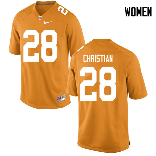 Women #28 James Christian Tennessee Volunteers College Football Jerseys Sale-Orange